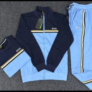 Veste BOSS – Cotton-Terry à Rayures & Logo (Dark Blue) [M21D8]