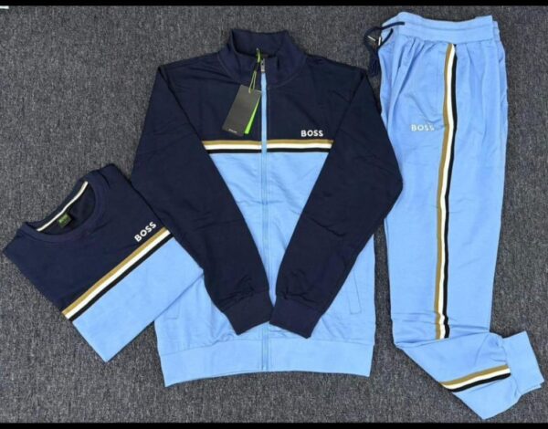 Veste BOSS – Cotton-Terry à Rayures & Logo (Dark Blue) [M21D8]