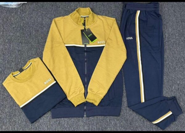 Ensemble de Survêtement BOSS – Mustard & Navy (3 Pièces) [M21D9]