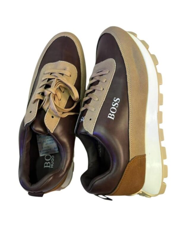 Sneakers BOSS Parkour L Runn – Édition Marron & Multi-Matières [M21D1]