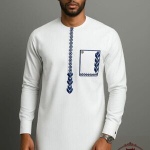 Ensemble "Senator" Royal – Kaftan Blanc Haute Couture [M21C1]