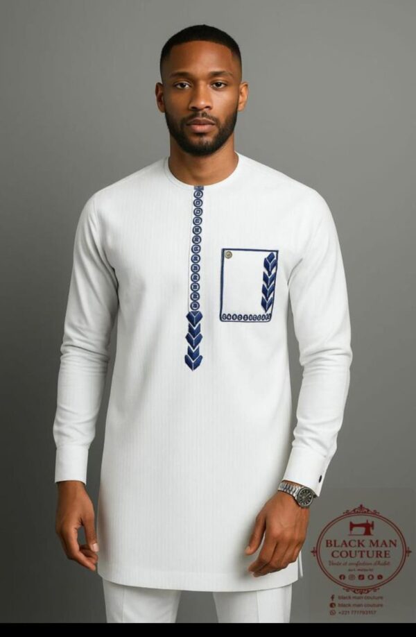 Ensemble "Senator" Royal – Kaftan Blanc Haute Couture [M21C1]