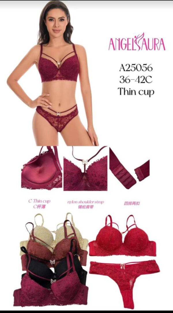 Ensemble Lingerie Angelsaura "A25056" – Dentelle Burgundy & Détails Strappy [M10A9]