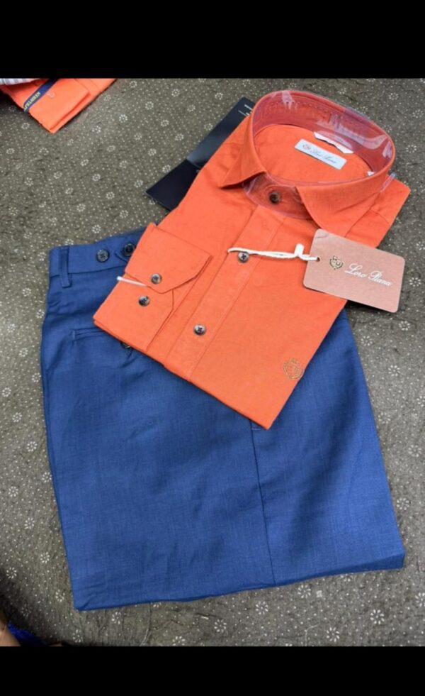 Ensemble Loro Piana "Aura Méditerranéenne" – Orange Vibrant & Bleu City [M21D7]