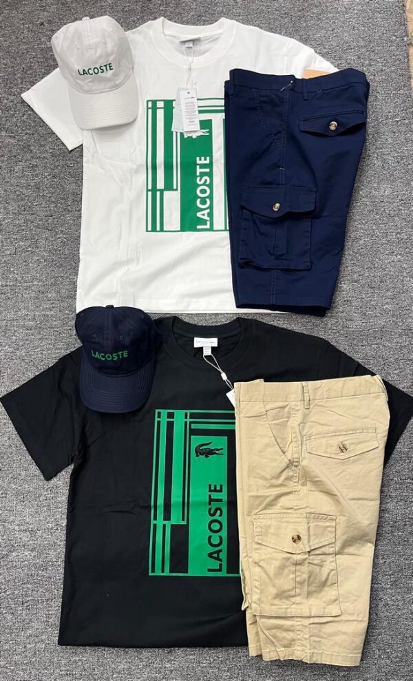Ensemble Lacoste "Club House" – T-shirt, Casquette Navy & Short Cargo [M21C7]