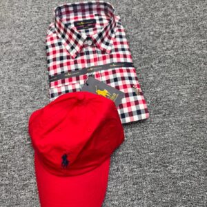 Duo Heritage Polo Ralph Lauren – Chemise Plaid & Casquette Rouge Sport [M21C5]