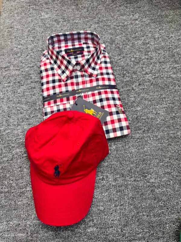 Duo Heritage Polo Ralph Lauren – Chemise Plaid & Casquette Rouge Sport [M21C5]