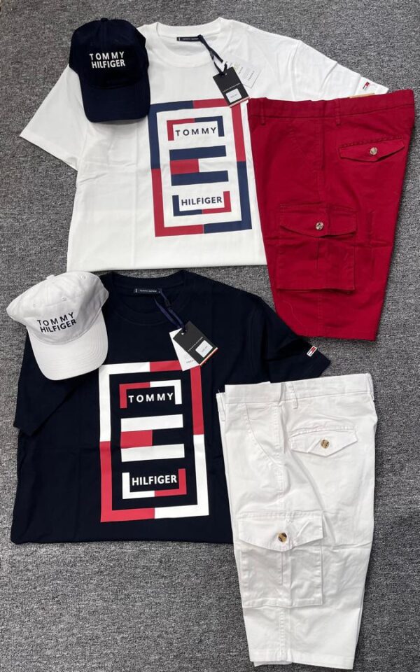 Ensemble Tommy Hilfiger "Heritage Utility" – T-shirt Graphique, Short Cargo & Casquette [M21C9]