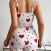 Ensemble Pyjama "Sweetheart" – Rib Blanc & Cœurs Rouges [M10B5]