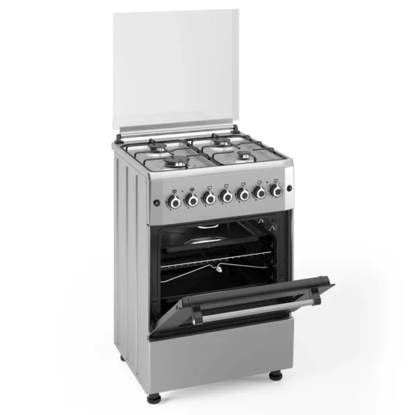 Cuisinière à Gaz 60x60 – 4 Foyers & Four Multi-Fonctions [E21A4]