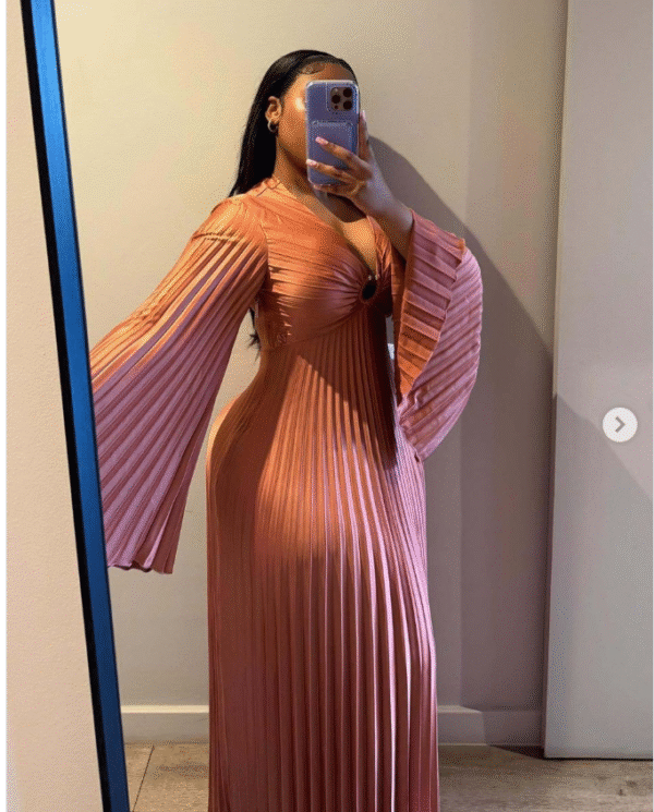 Robe Maxi Plissée "Copper Glow" – L'Éclat Cuivré Luxueux [M22B6]