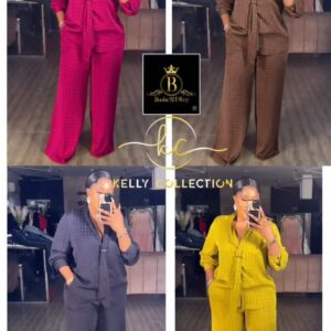 Ensemble "Kelly Signature" – Duo Blouse & Pantalon Large [M22B4]