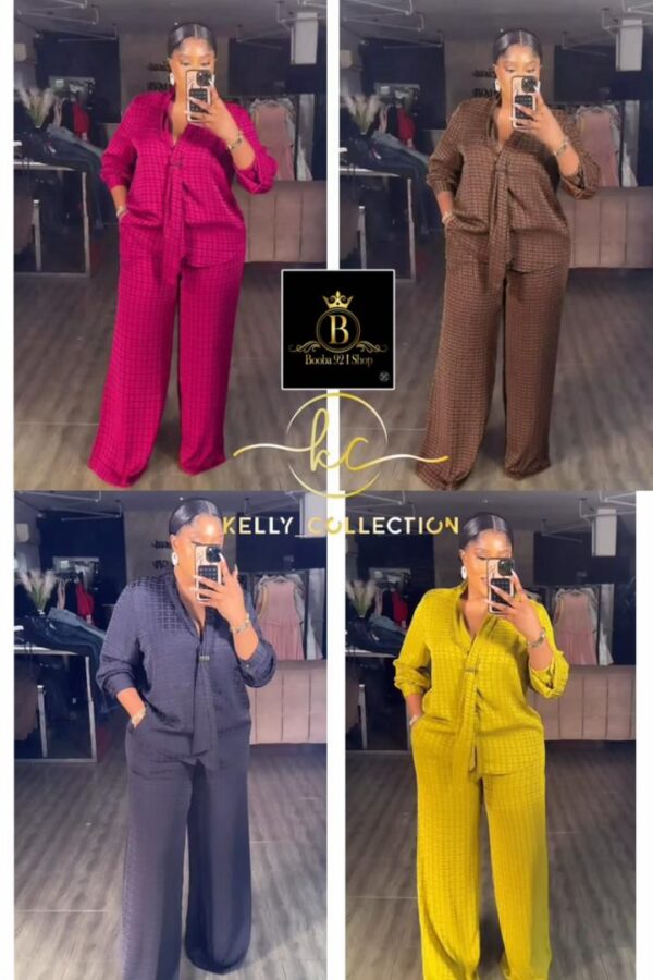 Ensemble "Kelly Signature" – Duo Blouse & Pantalon Large [M22B4]