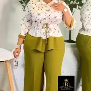 Ensemble "Kelly Polka Duo" – Blouse à Pois & Pantalon Wide-Leg [M22B9]