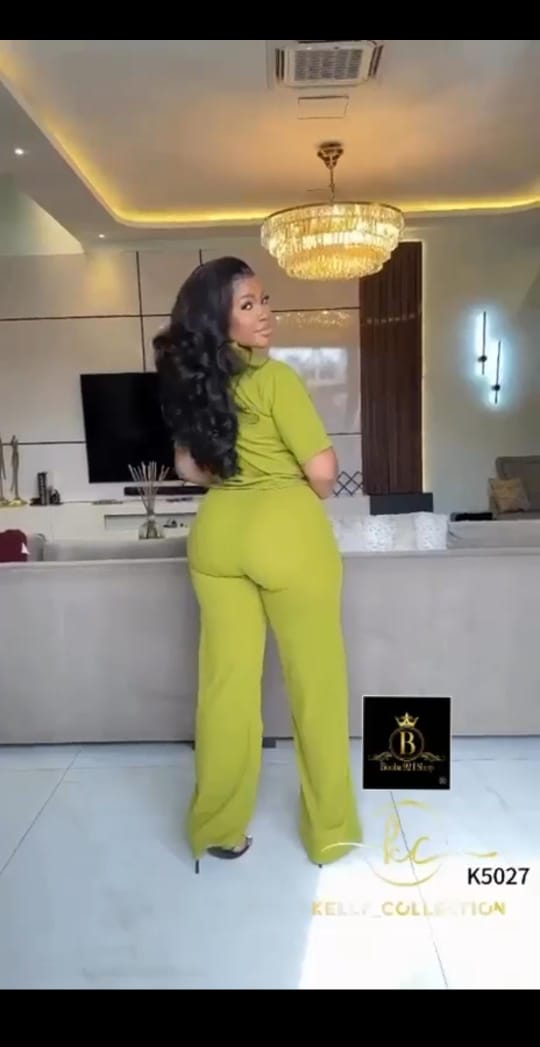 Ensemble "Lime Zest" Duo – Top Boutonné & Pantalon Large [M22C1]