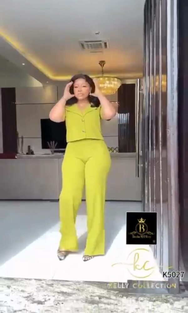 Ensemble "Lime Zest" Duo – Top Boutonné & Pantalon Large [M22C1]