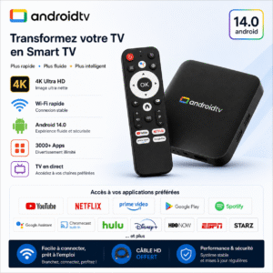 TV Box Android 14.0 – 2Go RAM / 16Go ROM – Transformez votre télé en Smart TV [E1A12]