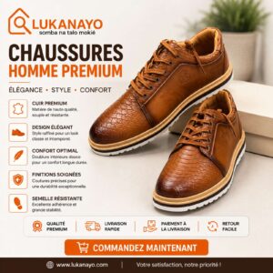 Sneakers "Cognac Reptile" – Cuir Texturé & Style Urbain [M21G1]