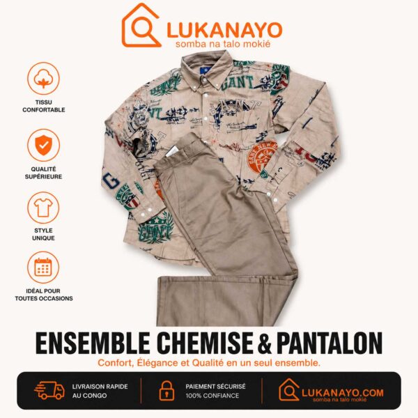 Ensemble Coordonné GANT – Khaki Imprimé & Esprit Graphique [M21G5]