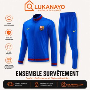 Ensemble Survêtement FC Barcelone – Bleu "Blaugrana" & Accents Rouges [M21G8]