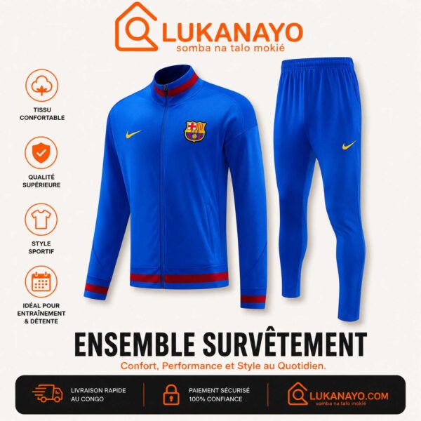 Ensemble Survêtement FC Barcelone – Bleu "Blaugrana" & Accents Rouges [M21G8]