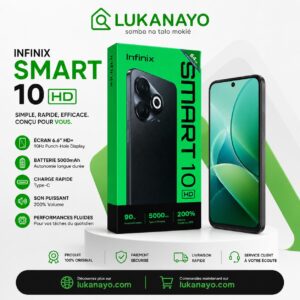 Infinix Smart 10 HD – Grand écran, grande autonomie (4GB RAM + 64GB ROM) [E1A28]