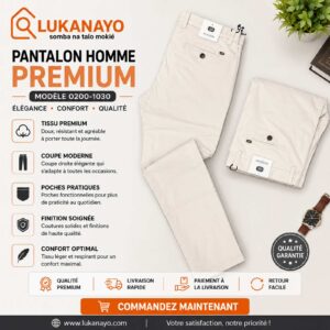Pantalon Chino Beige – Coupe Ajustée & Détails Poches Arrière [M21G4]