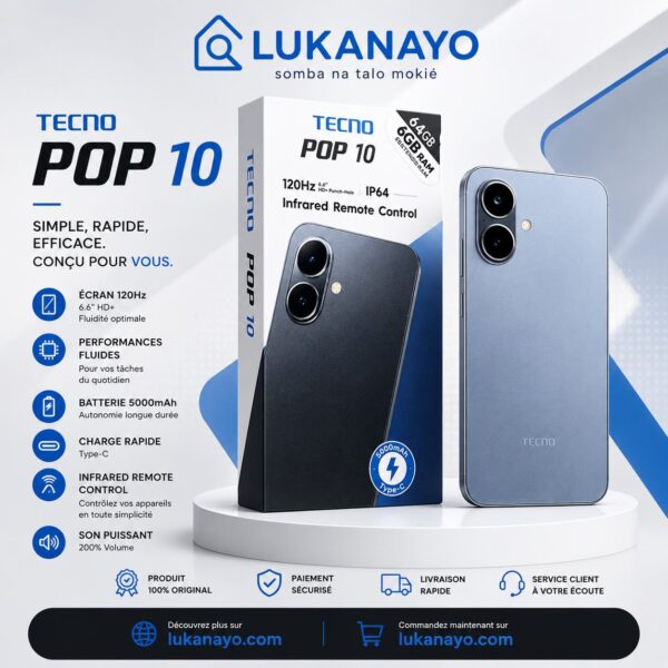 Tecno Pop 10C – Performance Essentielle, Design Moderne [E1A34]