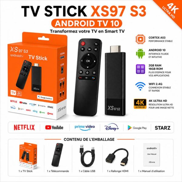 Box Android TV Stick 2Go RAM / 16Go ROM – Transformez votre télé en Smart TV [E1A1]