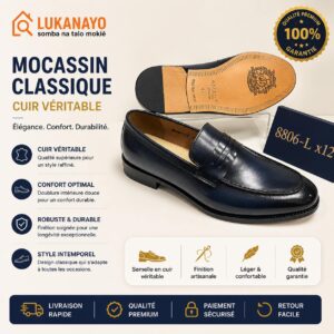 Mocassins Homme ANAX Italy – Cuir Bleu [M13B7]