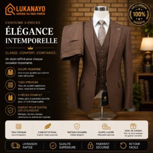 Costume Trois Pièces Slim Fit Brun – Carlos Cardini [M21E2]