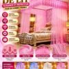 a pink princess-style U-shaped rail mosquito net and bed canopy featuring lace embroidery [M10D1]