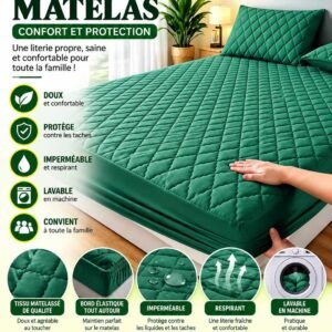 Protège-Matelas Matelassé Imperméable – Motif Losanges [M10C7]