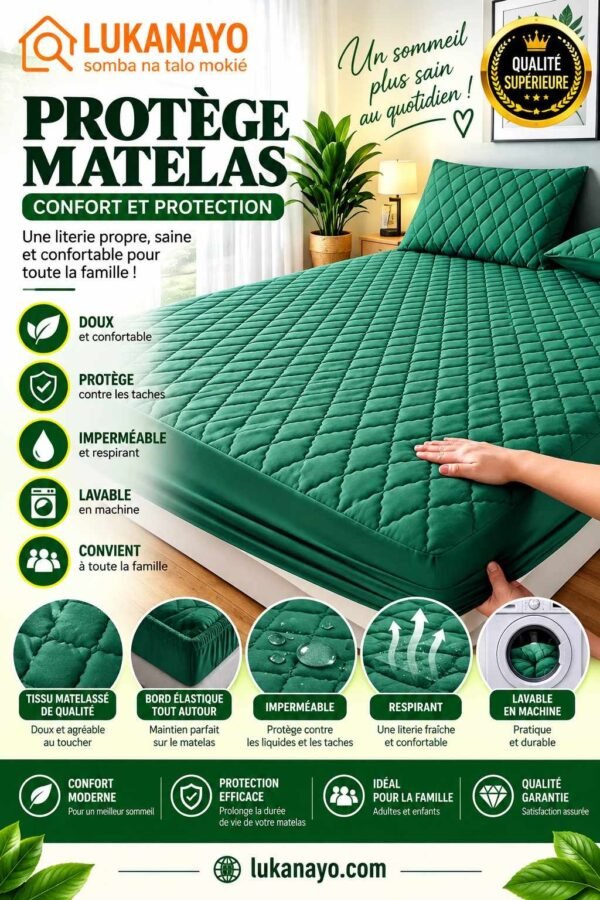 Protège-Matelas Matelassé Imperméable – Motif Losanges [M10C7]